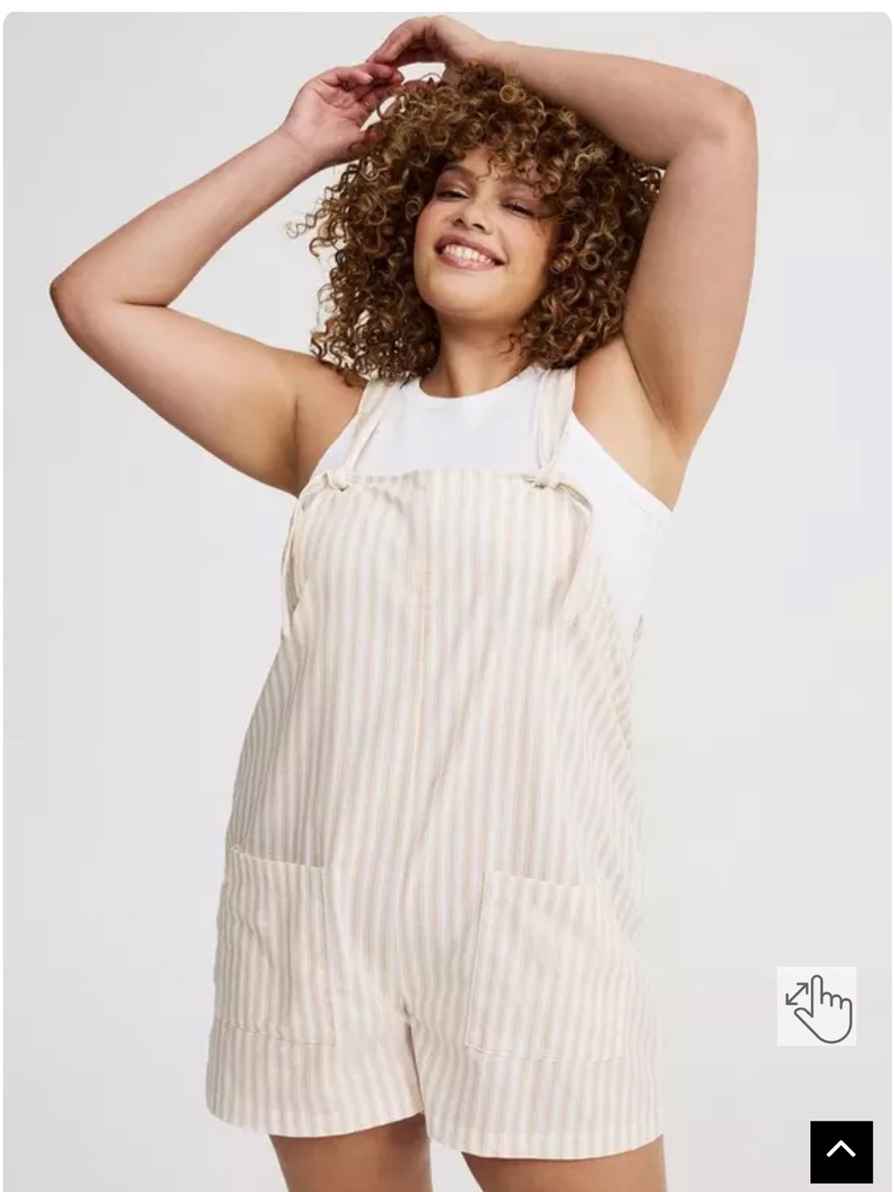 Striped Cream and Beige Short Overalls